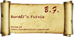 Bordás Fulvia névjegykártya